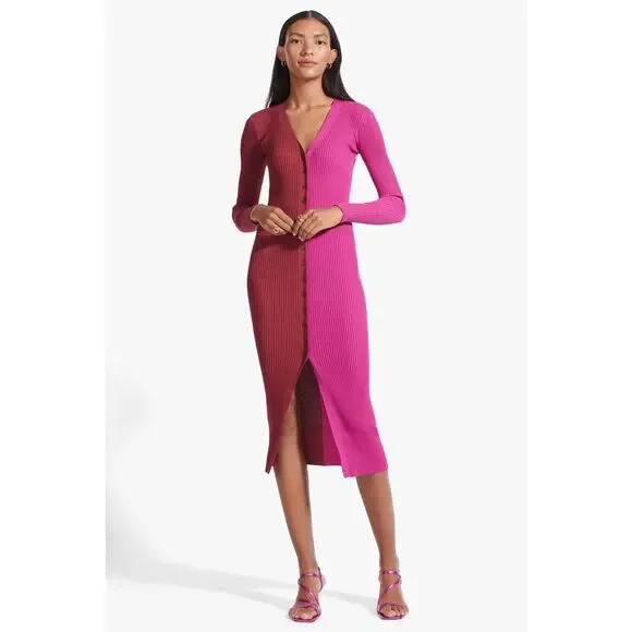 STAUD | Dresses | Staud Shoko Sweater Dress In Fuchsia Bordeaux | Poshmark
